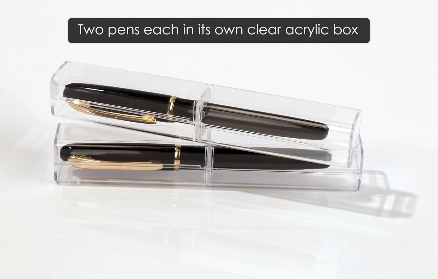 Better Office Products Executive Black Gel Pen, 2 Pack, Classic Business Pen with Removable Cap, Black 0.7mm Medium Point, Gold Accents, Individually Packed in Clear Acrylic Cases