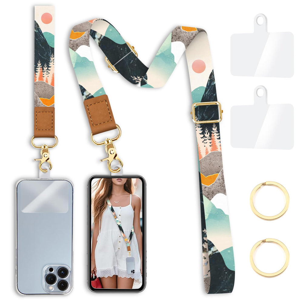 Yonlevres Flower Phone Lanyard Crossbody Strap, Floral Cell Phone Lanyards for around the Neck Wristlet Wrist Strap Adjustable for Keys Case Accessories Travel Essentials