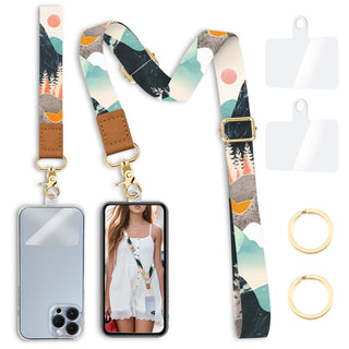 Yonlevres Flower Phone Lanyard Crossbody Strap, Floral Cell Phone Lanyards for around the Neck Wristlet Wrist Strap Adjustable for Keys Case Accessories Travel Essentials
