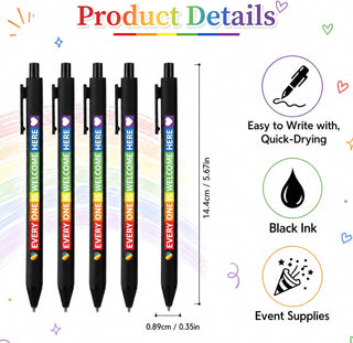 50 PCS Pride Rainbow Pen, Lgbtq Ballpoint Party Favors Black Ink, Retractable Pens Lesbian Gay Gifts Party Supplies Accessories