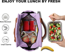 Joymee Lunch Bag Women, Reusable Leakproof Insulated Lunch Box- Purple | Large Capacity, Bottle Holder & Side Pockets, Leakproof Insulated Design, for Work, Travel, Picnic, for Adult