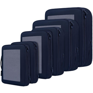 BAGAIL 4 Set/6 Set/8 Set Compression Packing Cubes Travel Accessories Expandable Packing Organizers (Half Mesh, 6-Black)