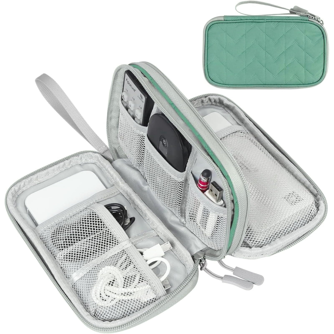 FYY Travel Cable Organizer Pouch Electronic Accessories Carry Case Portable Waterproof Double Layers All-in-One Storage Bag for Cord, Charger, Phone, Earphone Black