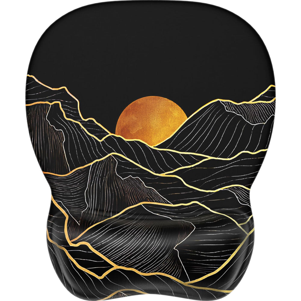 MROCO Ergonomic Mouse Pad with Gel Wrist Rest, 9.4 x 8.1 in, Black | Ergonomic Shape Design for Pain Relief, Cooling Feel Gel Cushioning for Wrist Comfort, Smooth Lycra Surface, Non-Slip PU Base