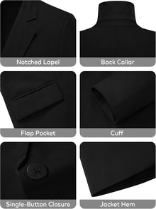 Kelyaa Womens One Button Blazer Casual Open Front Long Sleeve Suit Jackets Business Work Office Blazers