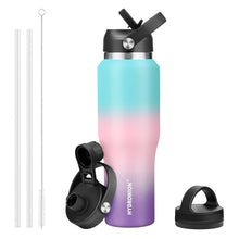 HYDROWION 32oz Stainless Steel Water Bottle(Cold for 48 Hrs, Hot for 24 Hrs), Double Wall Vacuum Insulated Water Flask with Straw Lid, Spout Lid and Flex Cap, Fit in Any Car Cup Holder, Cobalt