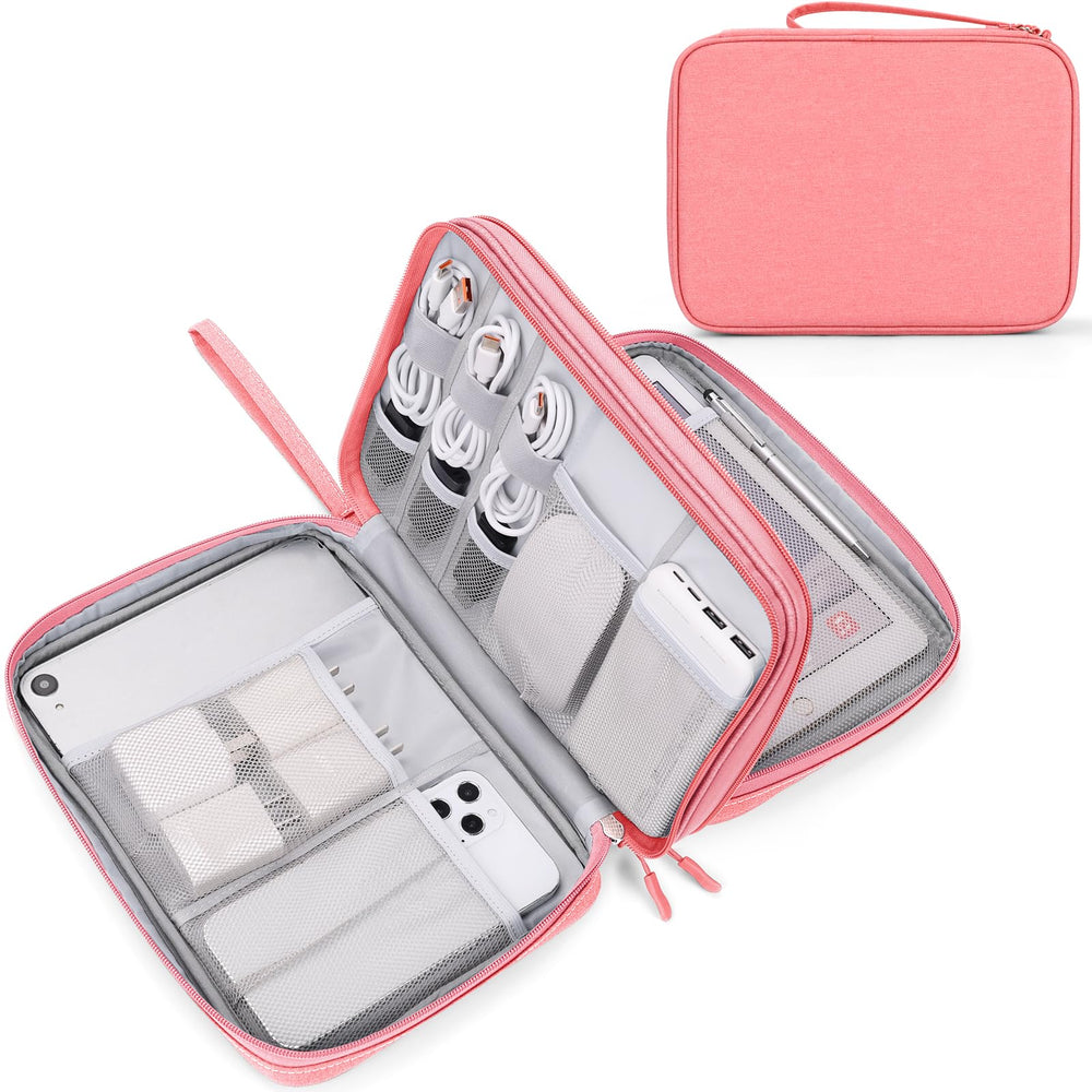 FYY Travel Cable Organizer Pouch Electronic Accessories Carry Case Portable Waterproof Double Layers All-in-One Storage Bag for Cord, Charger, Phone, Earphone Black