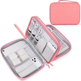 FYY Travel Cable Organizer Pouch Electronic Accessories Carry Case Portable Waterproof Double Layers All-in-One Storage Bag for Cord, Charger, Phone, Earphone Black