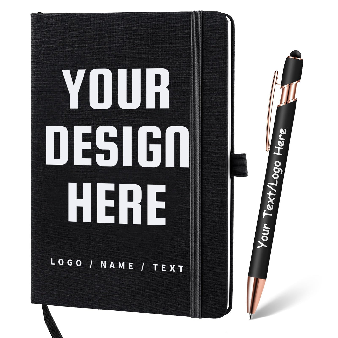 Personalized Notebook and Pen, Custom Notebooks Cover with Logo/Text/Image, Customizable A5 & A6 Leather Notebook, Lined Journals Present for Business Students Teacher (200 Lined Pages)
