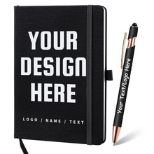 Personalized Notebook and Pen, Custom Notebooks Cover with Logo/Text/Image, Customizable A5 & A6 Leather Notebook, Lined Journals Present for Business Students Teacher (200 Lined Pages)