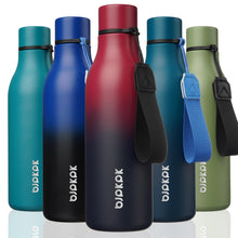 BJPKPK Insulated Water Bottles, 18 oz Stainless Steel Metal Water Bottle with Strap, BPA Free Leak Proof Jugs, Mugs, Flasks, Reusable Thermal Flasks for Sports & Travel, Orange