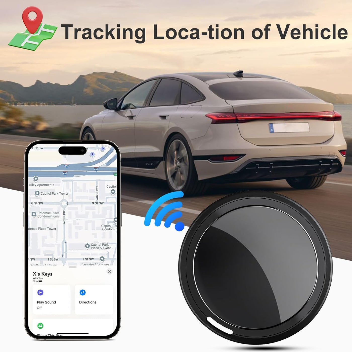 Mini GPS Tracker for Vehicles, Tracking Device for Vehicles No Subscription(iOS ONLY), Real Time Portable Real Time Magnetic GPS Tracking Device Hidden No Monthly Fee for Car, Truck, Motorcycle ﻿ ﻿
