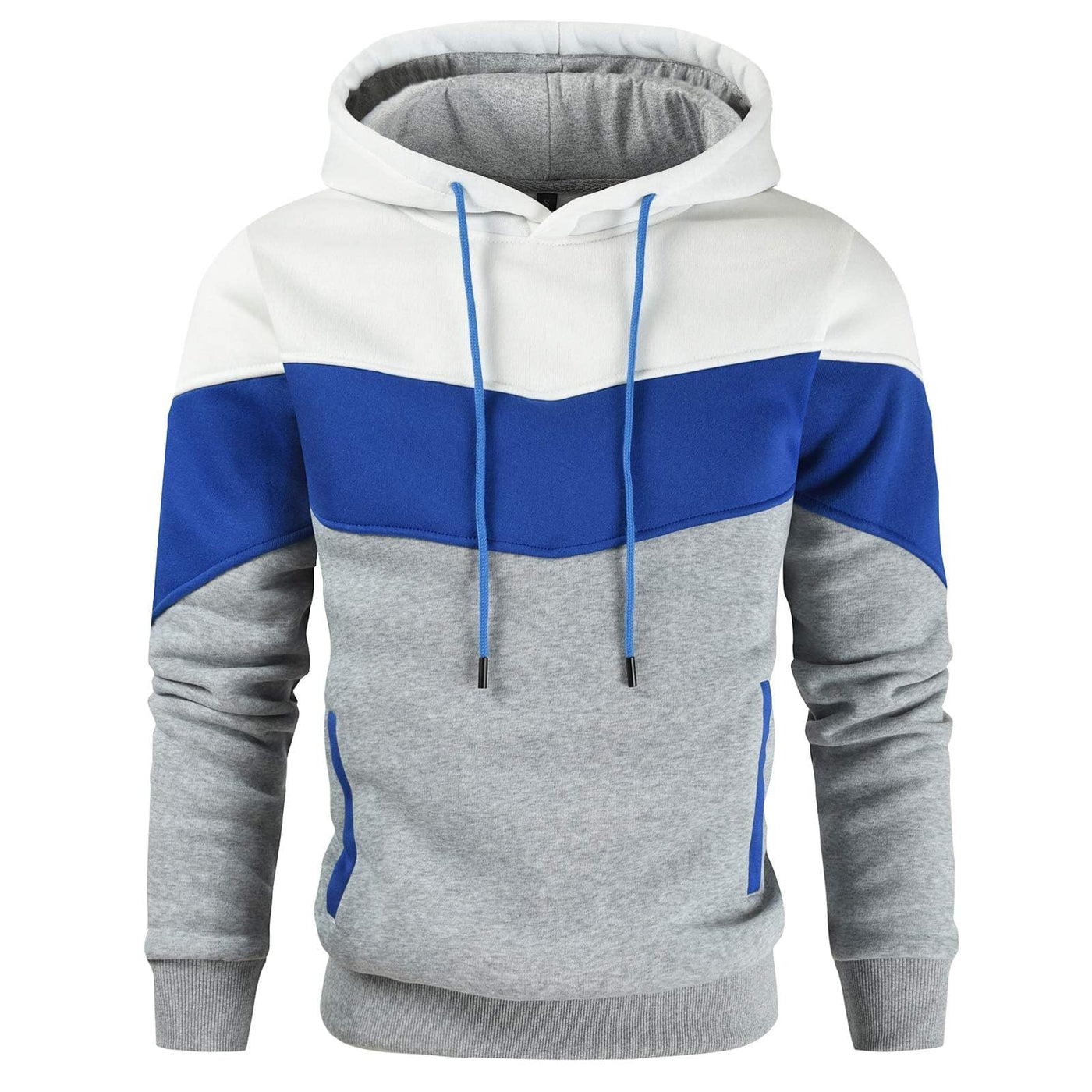 Gesean Men's Novelty Color Block Pullover Fleece Hoodie Long Sleeve Casual Sweatshirt with Pocket