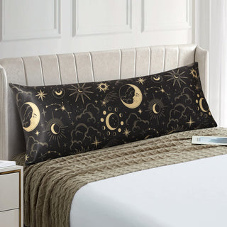 EXQ Home Silky Satin Pillowcase for Hair and Skin,Printed Pillow Cases Standard Size Set of 2 Satin Pillow Case 2 Pack with Envelope Closure(Ink Leaf, 20x26)
