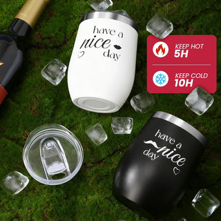 Mr and Mrs Gifts for Couples, Wedding Anniversary Set with Custom Wine Tumblers & Tote, Wine Lovers Gifts for Him Her, Birthday, Mothers Day, Vow Renewal (Great Day-Have a Nice Day)