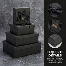 ZENFUN 5 Pack Black Nested Gift Boxes with Lid for Valentine's Presents, 5 Sizes Luxury Packaging Box with Ribbon Bows and Label Gift Wrap for Thanksgiving Birthday, Weddings, Mother's Day 13.7'' to 5.1''