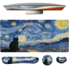 Keyboard Mouse Pad Set,Large Gaming Mouse Pad+Keyboard Wrist Rest+Wrist Rest+Coaster,Computer Desk pad Set Wrist Support for Office Desktop Laptop. (35.4" x 15.7") Extended Desk Mat (Floral)
