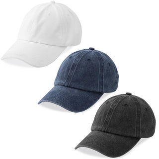 MEINICY 3 Packs Washed-Cotton Plain Baseball Cap, Vintage Adjustable Dad Hats Gift for Men/Women,Unstructured