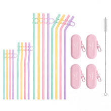 11.6‘’ Long Silicone Straws, 10PCS Reusable Travel Set with Caps and Case, 4 Bent Straws for Tumblers, Water Bottles, Travel Mugs, Hot and Iced Drinks