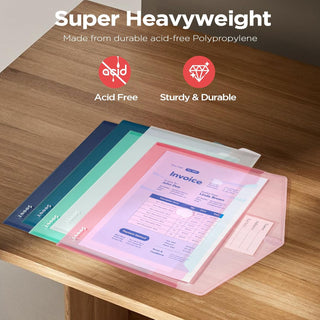 Sooez 10Pack Plastic Envelopes, Plastic File Folders, Clear Folders for Documents Trendy Colors, Super Heavyweight Document Holders, Storage Pouches, File Envelopes for School Office Supplies