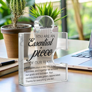 Team Appreciation Gifts Thank You Gift for Coworkers Colleagues Employees, Best Team Ever Gifts You Are an Essential Piece Acrylic Puzzle Piece Plaque Office Decor