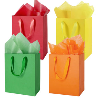 MOXARYSU 8 Pcs Medium Gift Bags With Handles: 8x5x10 Rainbow Colour Gift Bags Kraft Paper Party Favor Bags With 16 Tissues For Party,Birthday,Baby Shower,Wedding（8 Colors）