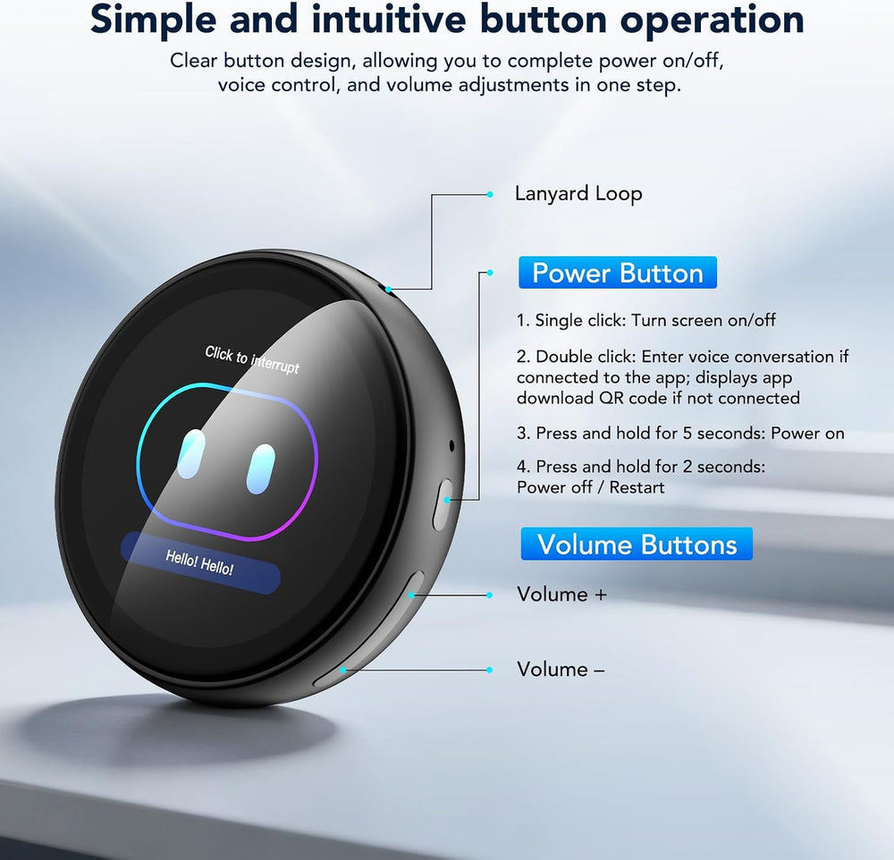 ZNP Digital Badge AI Companion, Wearable Translation Translator with HD Touchscreen, Real-Time Interactive Reactions, Bluetooth 6.0 Portable Pin for Travel Business & Life(Magnetic Back)