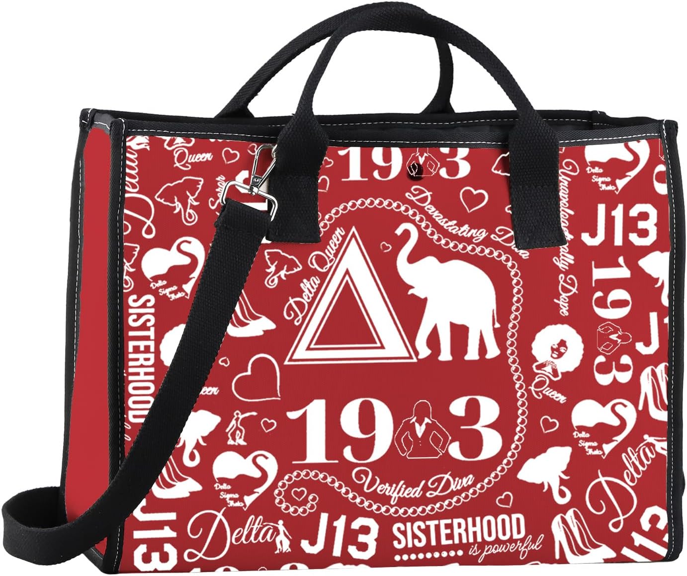 TSOTMO Sisterhood Inspired Tote Bag Sorority Sister Black Greek Paraphernalia Shoulder Bag Gift for Women