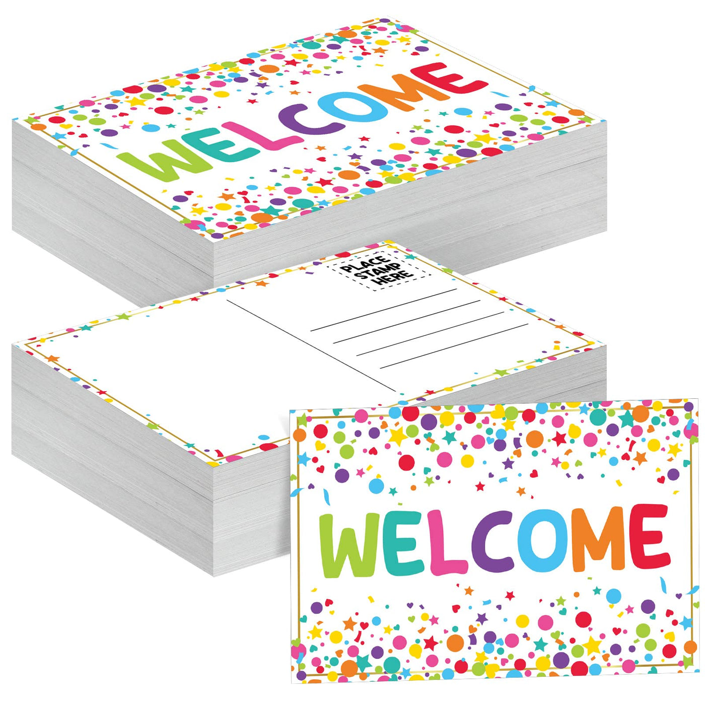 Qeeenar 100 Pcs Welcome Postcards Stamps Bulk Welcome Greeting Cards Gift(Chalkboard)