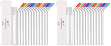 MUTNITT Set of 20 10.5" Reusable Bent Stainless Steel Straws with 20 Silicone Tips 5 Cleaning Brush 1 Travel Case Eco Friendly Extra Long Metal Straw Drinking for 20 24 30 oz Tumbler