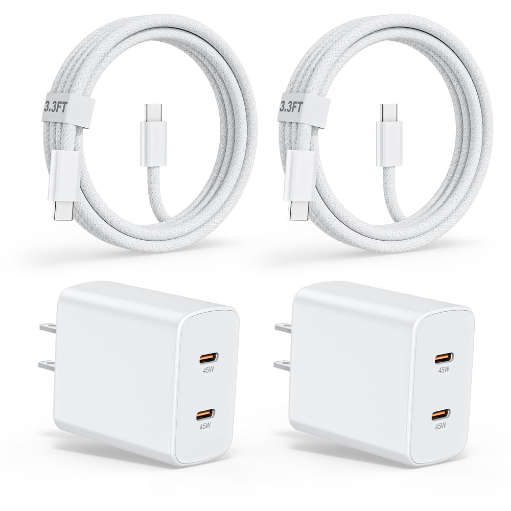 iPhone 17 16 15 Charger, 2Pack PD Dual USB C Charger Block Fast Charging Wall Charger Plug with 10FT Long USB C to C Charger Cord Woven Cable for Apple iPhone 17/16 Pro Max/16 Pro/16/15 ProMax/15/iPad