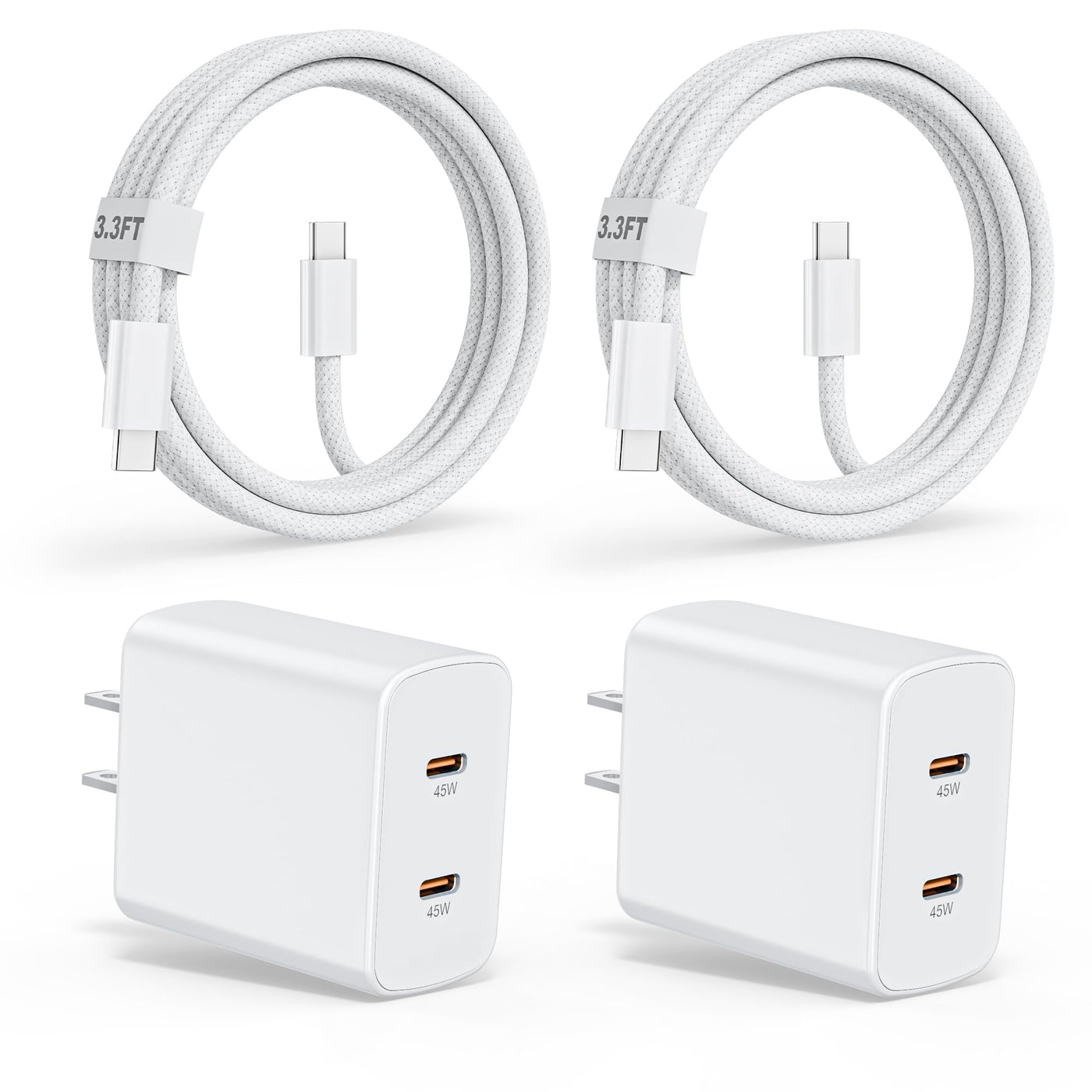 iPhone 17 16 15 Charger, 2Pack PD Dual USB C Charger Block Fast Charging Wall Charger Plug with 10FT Long USB C to C Charger Cord Woven Cable for Apple iPhone 17/16 Pro Max/16 Pro/16/15 ProMax/15/iPad