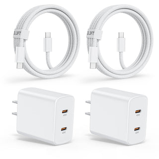 iPhone 17 16 15 Charger, 2Pack PD Dual USB C Charger Block Fast Charging Wall Charger Plug with 10FT Long USB C to C Charger Cord Woven Cable for Apple iPhone 17/16 Pro Max/16 Pro/16/15 ProMax/15/iPad