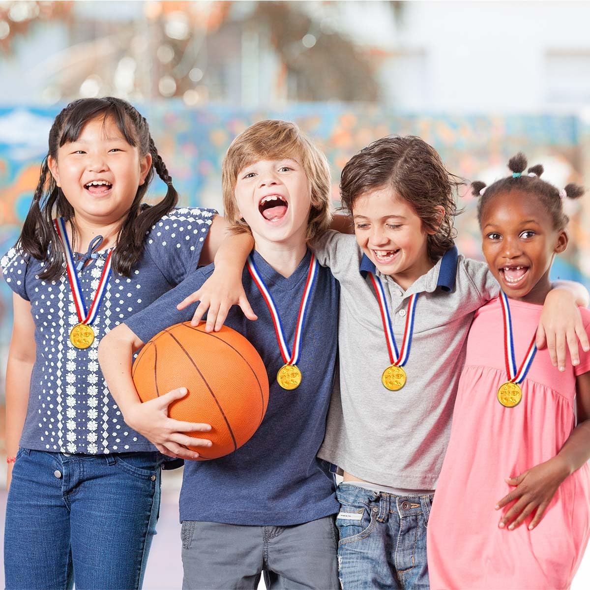 KISEER 40 Pieces Plastic Gold Winner Award Medals Bulk for Sports, Games Competitions, Party Favors and Decorations