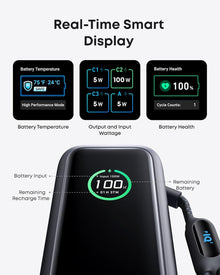 Anker Laptop Power Bank,25,000mAh Portable Charger with 165W Total Output,3 USB-C Ports (100W Max Each),Built-in Retractable Cables,Flight-Ready,for iPhone 17/16 Series,MacBook,Samsung,and More
