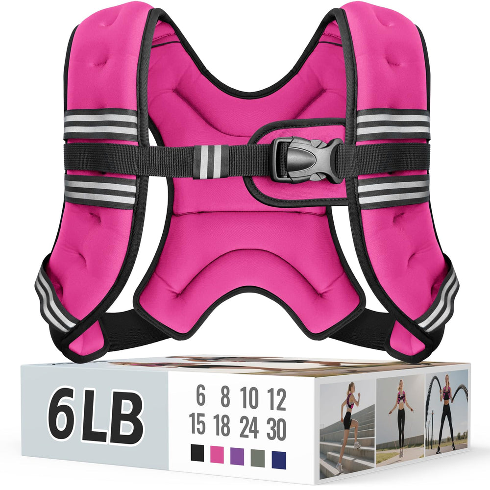 Zeerun Weighted Vest, 6lb/8lb/10lb/12lb/15lb/18lb/20lb/24lb/30lb for Men Women, Reflective Stripe Adjustable Buckle, Comfortable Durable Rucking Vest for Walking Running Strength Training