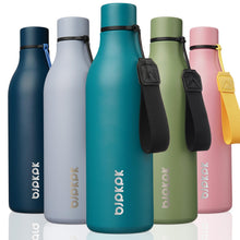 BJPKPK Insulated Water Bottles, 18 oz Stainless Steel Metal Water Bottle with Strap, BPA Free Leak Proof Jugs, Mugs, Flasks, Reusable Thermal Flasks for Sports & Travel, Orange