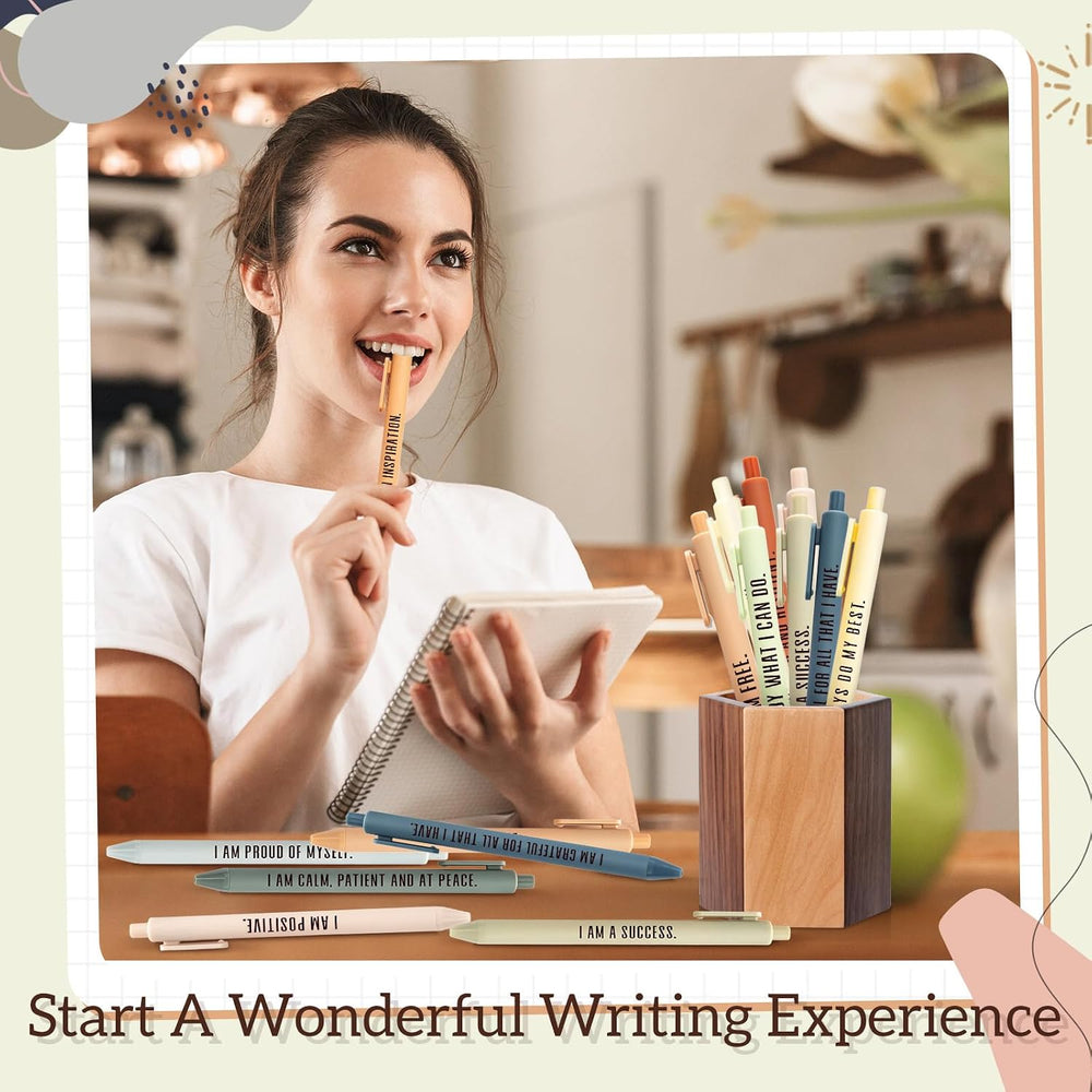 Funrous 48 Pcs Positive Affirmation Pens Bulk Retractable Motivational Ballpoint Pens Inspirational Gift for Staff Teacher Coworker Student Employee Appreciation School Office Home(Color 1)