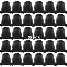 KUUQA 2 Pcs Drawstring Backpack Bags Sports Cinch Sack String Backpack Storage Bags for School Gym Traveling (Black)