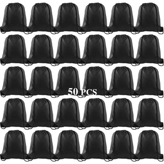 KUUQA 2 Pcs Drawstring Backpack Bags Sports Cinch Sack String Backpack Storage Bags for School Gym Traveling (Black)