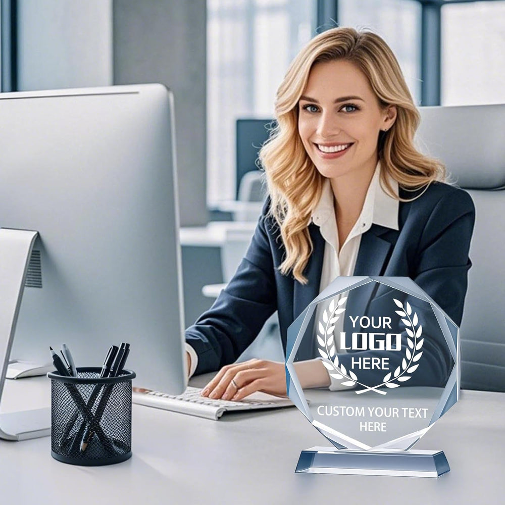 Personalized Crystal Trophy Award - Plaques Personalized Engraved - Coworker Employee Appreciation Gift, Anniversary Retirement Gift - Custom Employee Recognition Awards and Trophies