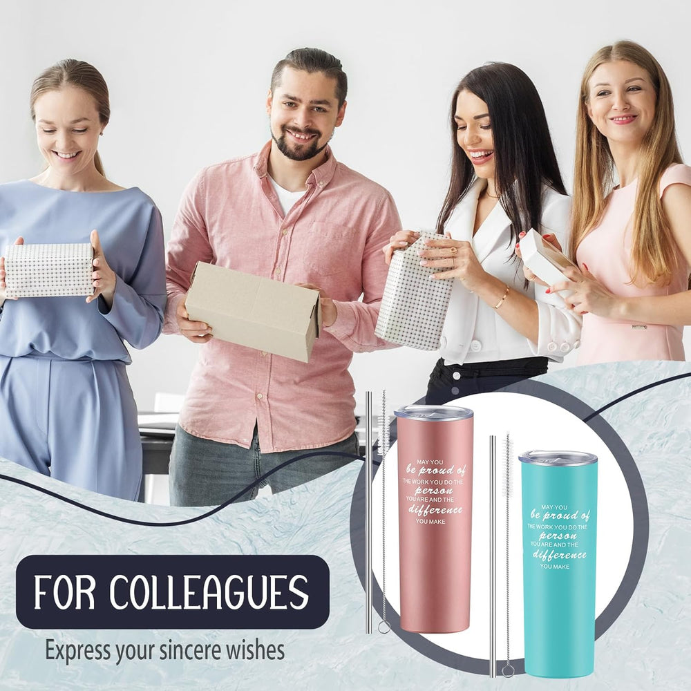 Lallisa 12 Sets Thank You Gifts for Men Women Insulated Stainless Steel Travel Tumbler Mug 20oz Inspirational Appreciation Christmas Gifts for Boss Teacher Employee Coworker Friends(Colorful)