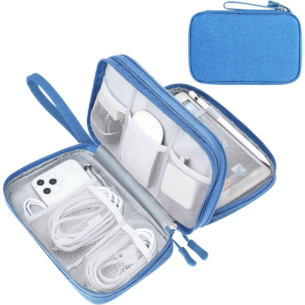 FYY Travel Cable Organizer Pouch Electronic Accessories Carry Case Portable Waterproof Double Layers All-in-One Storage Bag for Cord, Charger, Phone, Earphone Black