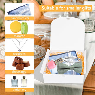10pack Gift Boxes with Lids, 6.5''x6.5''x2'' White Gift Boxes For Presents, Paper Boxes Gift Boxes with Ribbon for Birthday Wedding Party Chocolate Candy