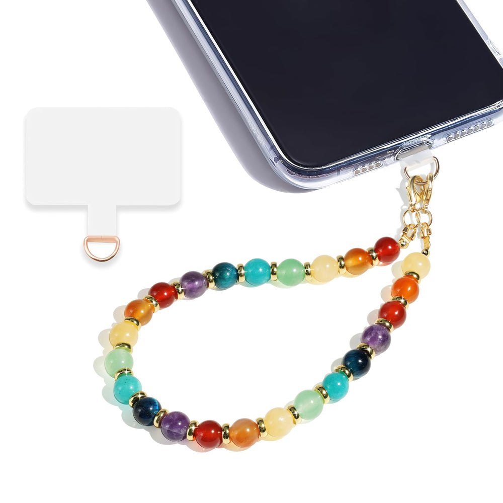 Marble Beaded Phone Wrist Strap,Detachable Phone Bracelet Strap with Tether Tab,Hands-Free Wristlet Strap (Rose Quartz)