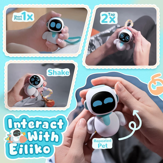ENERGIZE LAB Eiliko Aquamarine - Your Tiny AI Charm Robot that Matches Every Daily Outfit, Fun Electronic Pendant Toys, for Couples and Best Friends. - hover image