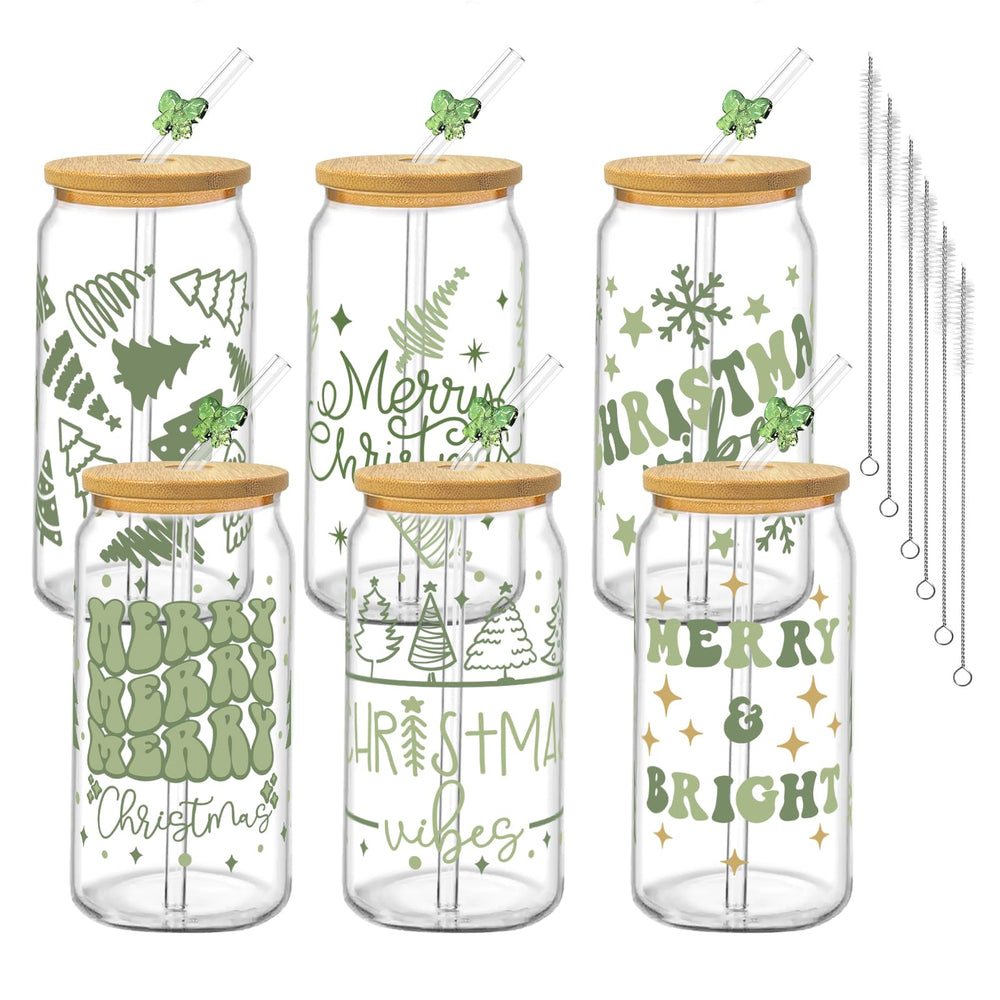 6Pcs Thank You Gifts Glass Cups with Lids and Straws 16oz Employee Appreciation Drinking Glasses Cups Thank You Iced Coffee Cup Tumbler Gifts for Employee Staff Coworkers Teachers Nurse