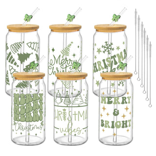 6Pcs Thank You Gifts Glass Cups with Lids and Straws 16oz Employee Appreciation Drinking Glasses Cups Thank You Iced Coffee Cup Tumbler Gifts for Employee Staff Coworkers Teachers Nurse