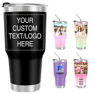 Personalized 40 oz Tumbler with Handle and Straw, Custom Tumbler with Picture, Logo, Text, Stainless Steel Travel Coffee Mug Cup, Personalized Gifts For Women Men Birthday Mother's Day Father's Day