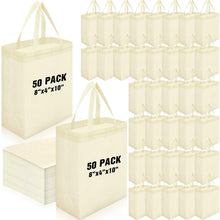 Windyun 50 Pcs Reusable Tote Bag Bulk 8 x 4 x 10 Inch Non Woven Shopping Bag with Handle Reusable Portable Grocery Gift Tote (Black)